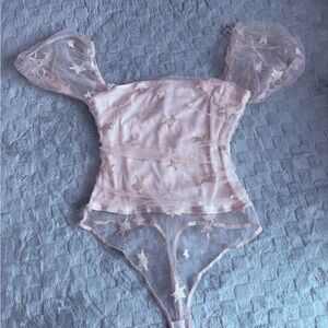 Sheer Star-Patterned bodysuit